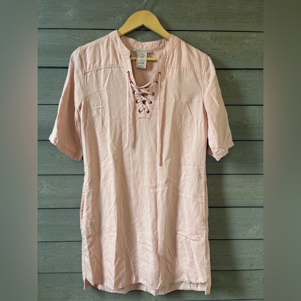 Philosophy Rose Lace-Up Shirt Dress